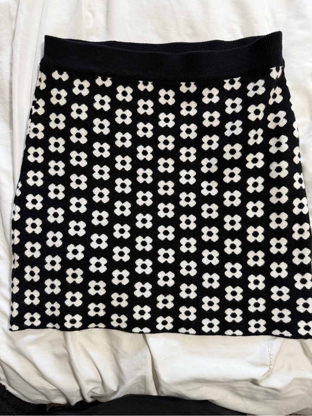 Princess Polly Black & White Floral Knit Mini Skirt